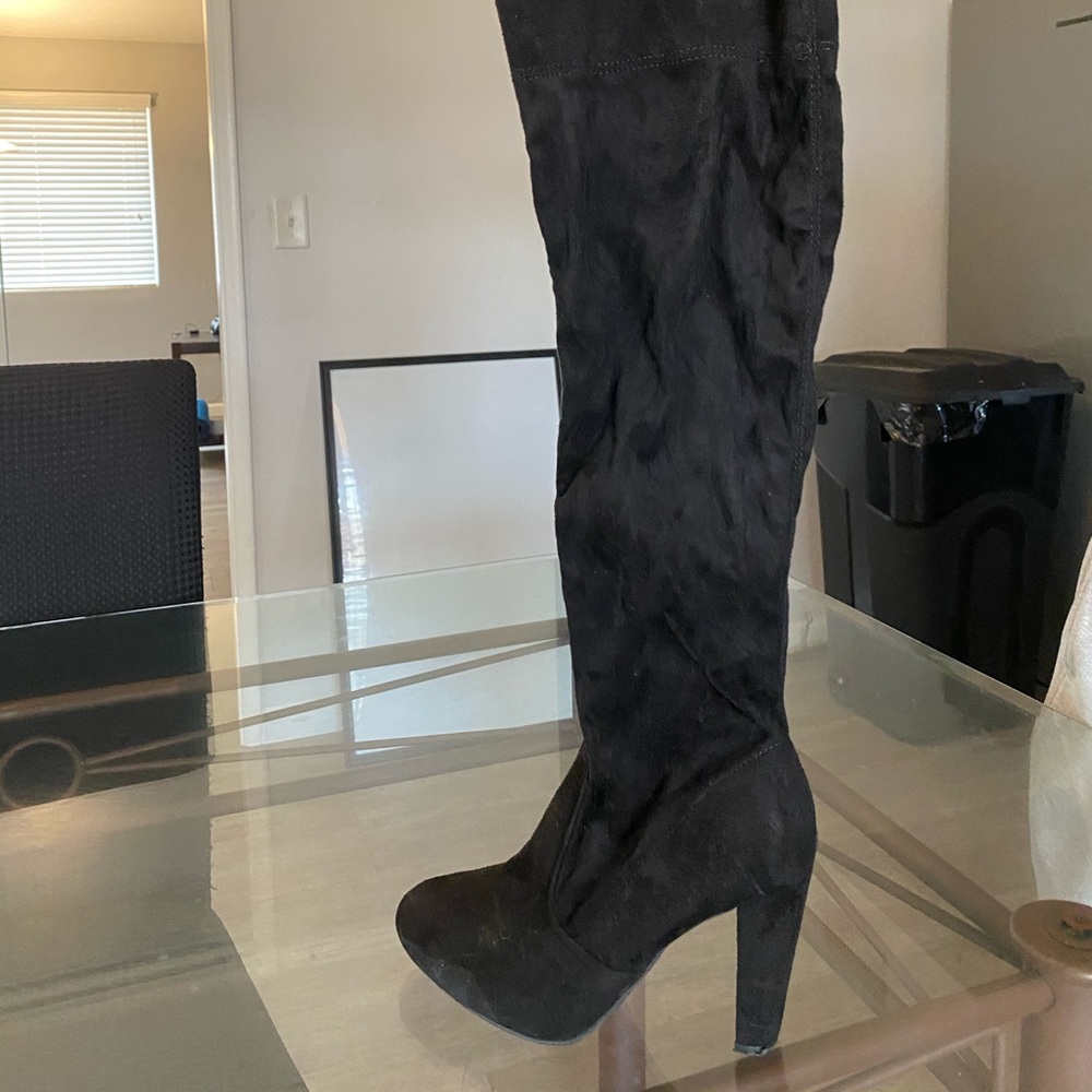 Black over the knee heeled boots